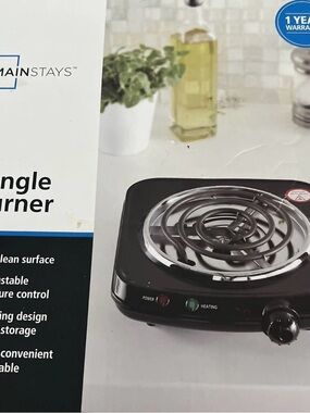 NEW Mainstays Black Single Electric Coil Burner small spaces camping